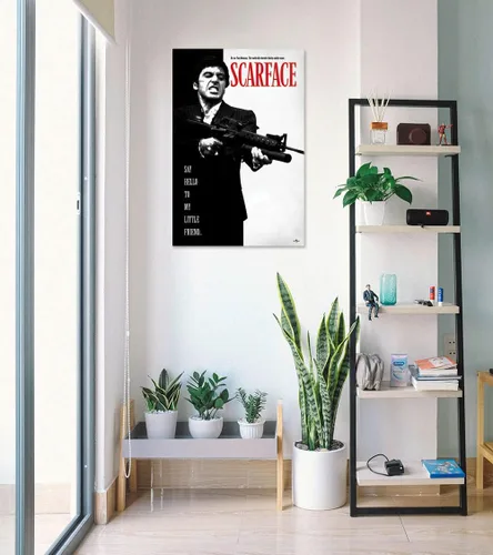 Vista 4 de Póster de película Scarface, con texto en inglés «Say Hello to My Little Friend», tamaño 24 x 36 pulgadas (póster de gángster)