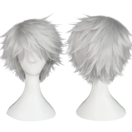 Vista 10 de BESTBEL Peluca corta negra para hombre, pelucas de cosplay negras, peluca Negro