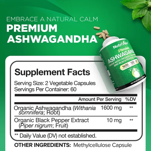 Vista 7 de Nutrivein Paquete de suplementos premium de Ashwagandha y glutatión liposomal: suplemento liposomal de glutatión de alta absorción y suplementos
