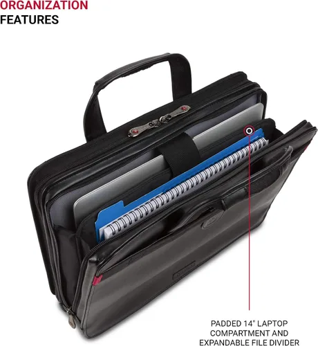 Vista 3 de Wenger Luggage Proxy 601675 - Portafolio de presentación con cremallera, color negro, 14 pulgadas