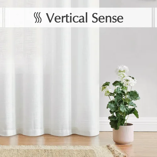 Vista 9 de FMFUNCTEX Cortinas semitraslúcidas de lino para dormitorio, cortinas blancas de 45 pulgadas de largo para sala de estar, cortinas cortas con ojales
