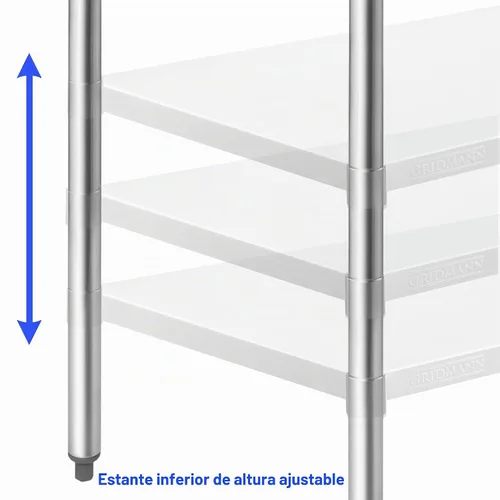 Vista 7 de Gridmann mesa de cocina comercial para trabajo y preparación, de acero inoxidable, con protector contra salpicaduras - 72" x 30".