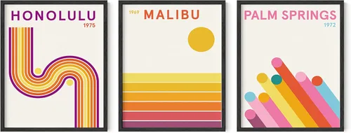 Vista 58 de HAUS AND HUES - Arte de póster Bauhaus - Juego de 3 arte de pared abstracto moderno, pósteres vintage e impresiones, arte de pared azul y amarillo