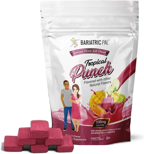 Vista 16 de BariatricPal Citrato de calcio sin azúcar, masticables suaves, 500 mg con probióticos (90 unidades) – uva silvestre