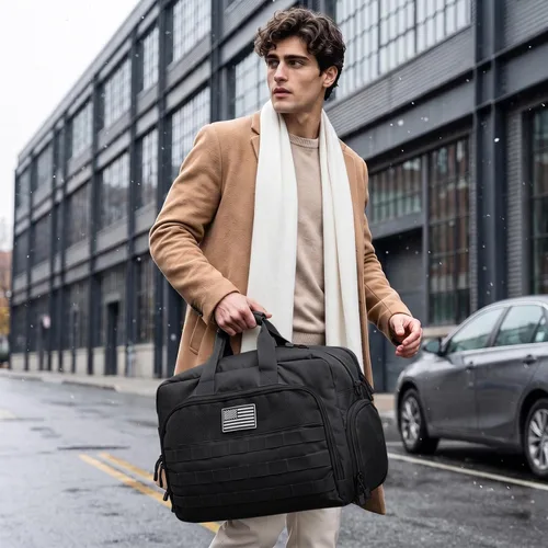 Vista 3 de S-ZONE Bolsa de mensajero táctica para hombre, bolsa de trabajo para Negro