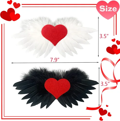 Vista 2 de Traje de 2 piezas para el día de San Valentín, alas de ángel con corazón de amor, disfraz de corazón de amor para mascotas pequeñas, chaleco