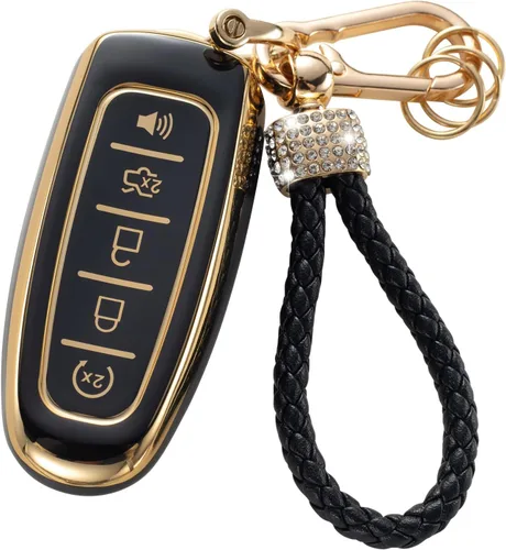 Vista 12 de Gematay - Funda para llavero Cadillac, carcasa protectora compatible con Escalade CTS SRX XT5 ATS CT6 5 botones llave remota Smart Key Protector