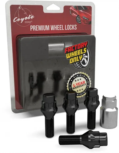 Vista 7 de Wheel Accessories Parts 4 cerraduras + llave M12 x 1.25 12 x 1.25 rosca Bellota para asiento con cerradura de perno de asiento con acabado negro