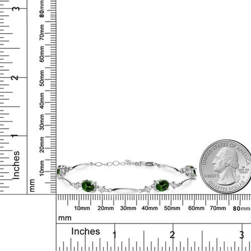Vista 72 de Gem Stone King 925 Sterling Silver Gemstone Birthstone and White Created Sapphire Tennis Bracelet For Women Oval 7X5MM and 2MM 6 Inch + 1 Inch