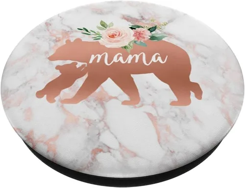 Vista 2 de Mama Bear - Cubo de bebé, diseño floral de mármol rosa, para teléfonos y tabletas, Negro