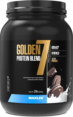 Vista 9 de Maxler Golden 7 Protein Blend - Proteína en polvo para ganancia muscular y recuperación - Polvo de proteína de fresa de 2 libras
