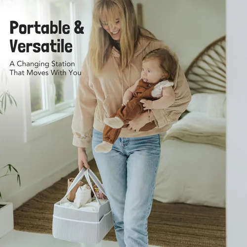 Vista 9 de Lily Miles Organizador de pañales para bebé - Bolso tote organizador para artículos esenciales de bebé niña - Cesta de regalo para baby shower
