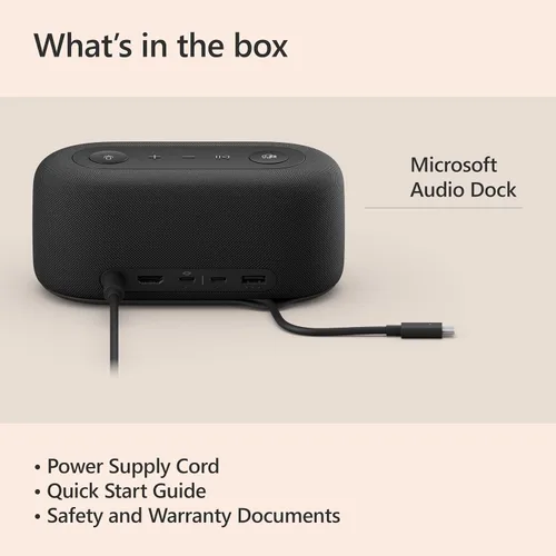 Vista 6 de Microsoft Audio Dock - Hasta 90dB SPL - Dos matrices de micrófonos omnidireccionales - 70Hz ~ 20 kHz para reproducción de música - Compatible