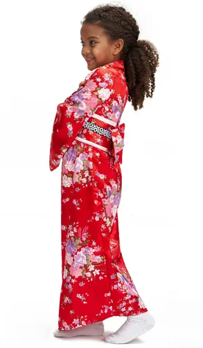 Vista 3 de IKALI Disfraz tradicional japonés de Yukata para niñas, disfraz de cosplay