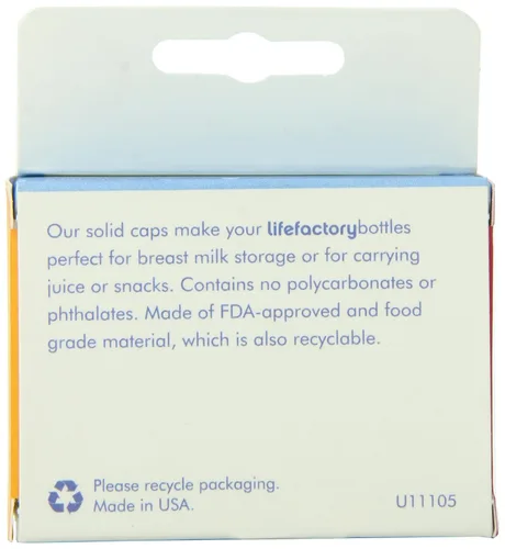 Vista 3 de Lifefactory Tapas planas para biberones de vidrio sin BPA de 4 onzas y 9 onzas, color blanco (paquete de 2)