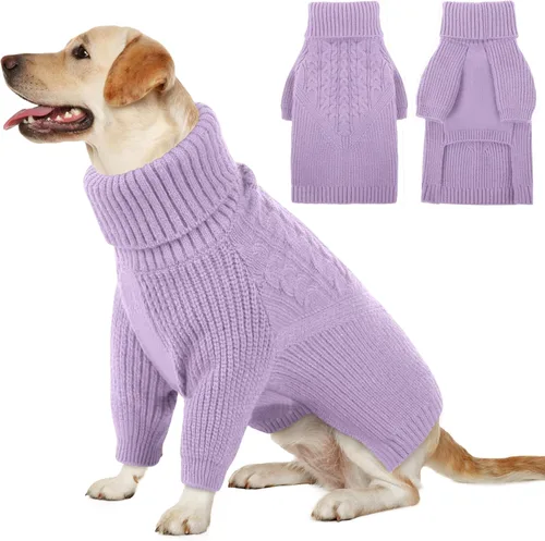 Vista 10 de Queenmore Suéter de invierno para cachorros – Suéter cálido de invierno para perros medianos y medianos, manga larga, cuello alto, azul, XS
