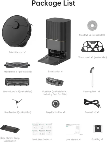 Vista 10 de DREAME X40 Ultra Aspiradora Robótica con Trapeador Removible y Elevable, Succión de 12,000Pa, Limpieza Extensiva con Cepillo Lateral, Trapeador