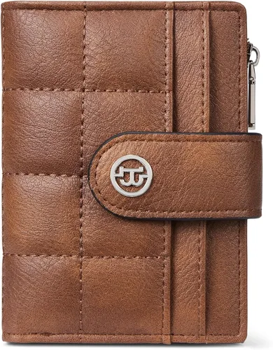 Vista 16 de BOSTANTEN - Cartera pequeña para mujer de cuero con bloqueo RFID, tarjetero plegable compacto con cremallera y bolsillo para monedas, Pequeña Beige