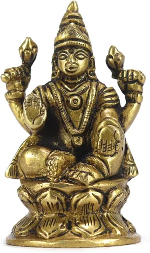 Vista 10 de ASHIRWAD Escultura de estatua de ídolo de latón para Diwali Pooja, templo, decoración del hogar, Vastu Laxmi Devi Maa AE000006-18 (Laxmi-18)