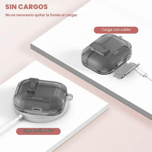 Vista 5 de Compatible con Airpods Pro 3 Funda transparente con bloqueo para teléfono, suave TPU magnético bloqueo automático Apple AirPods Pro de tercera