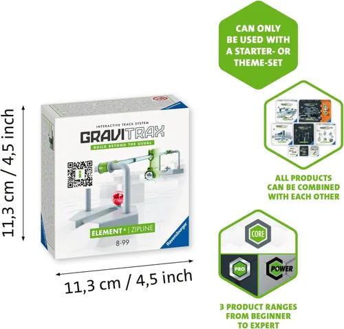Vista 9 de Ravensburger GraviTrax Element Zipline. Se puede combinar con todas las líneas de productos GraviTrax y juguetes de construcción para niños a partir