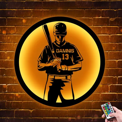 Vista 4 de Regalos de béisbol personalizados para niños y niños, letreros de neón personalizados para decoración de pared, luces de neón deportivas, barra LED