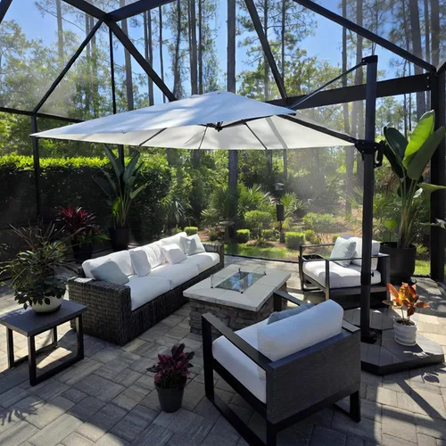 Vista 53 de PURPLE LEAF Sombrilla de patio de 8 pies para exteriores, sombrilla voladiza cuadrada de aluminio con rotación de 360 grados para jardín, terraza