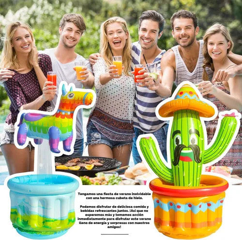 Vista 4 de PARENTSWELL Enfriador de bebidas de 47.5 pulgadas para fiestas, paquete de 2 cubos inflables de cactus para barbacoa, suministros de despedida