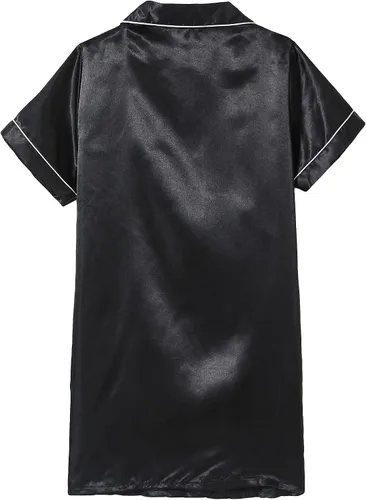 Vista 2 de Pijama de satén para niñas, con botones, ropa de dormir sedosa, camisón de manga corta