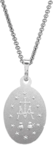 Vista 2 de Ritastephens Collar con colgante de plata de ley italiana con medalla milagrosa de la Virgen María latina (0.472in, 0.591in, 0.748in)
