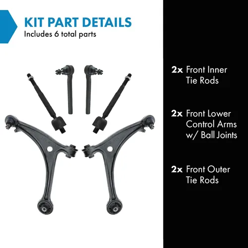 Vista 2 de TRQ Kit de dirección delantera y suspensión brazo de control con barra de acoplamiento de rótula compatible con Honda Odyssey 2005-2006 For