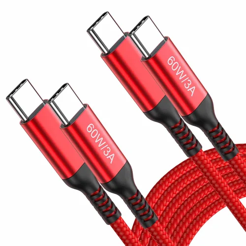 Vista 9 de Cables USB C a USB C de 60 W (paquete de 2 de 6.6 pies), cable tipo C a tipo C, cable de carga rápida compatible con iPhone 15, MacBook Pro/Air