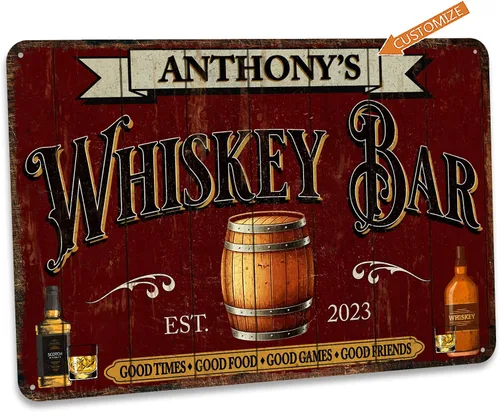 Vista 3 de Chico Creek Signs Letrero de Bar de Whisky - Decoración de Bar de Aluminio Compuesto Rústico de 30.5 cm x 30.5 cm para Montaje en Pared