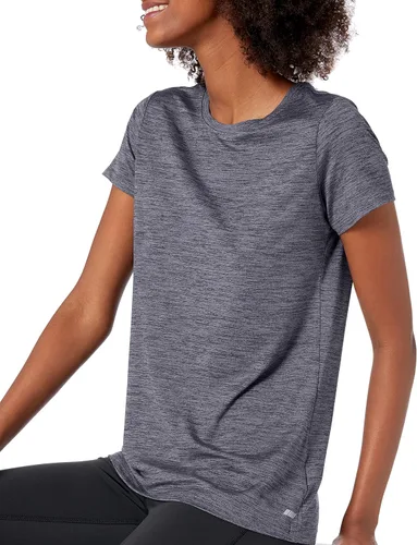 Vista 136 de Amazon Essentials Camiseta de manga corta con cuello redondo para mujer, de secado rápido, para entrenamiento, gimnasio, paquete múltiple