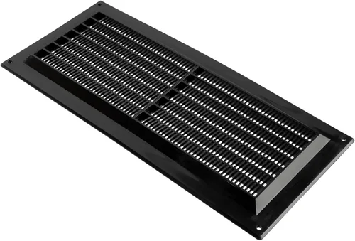 Vista 4 de Cubierta de ventilación negra de 5 x 12 pulgadas (exterior), rejilla de ventilación de plástico con malla protectora, cubierta de ventilación