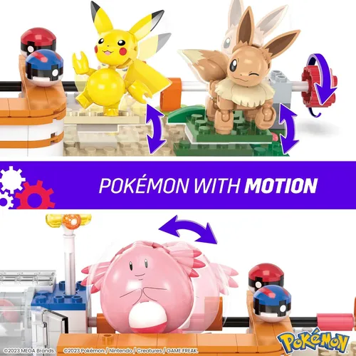 Vista 3 de MEGA - Juego de juguetes de construcción de Pokémon, centro de Pokémon del bosque con 648 piezas, 4 personajes posables, para niños