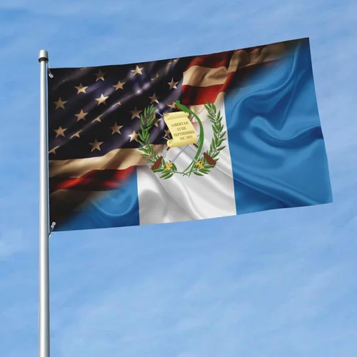 Vista 2 de Bandera de Guatemala y Estados Unidos, bandera de jardín y desfile, 3 x 5 pies