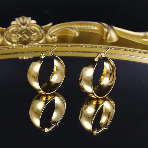 Vista 2 de Aretes de aro anchos de oro para mujer, aretes de aro gruesos y grandes de gold1