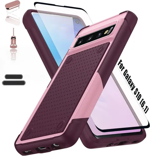 Vista 10 de Funda resistente para Samsung Galaxy S10 de 6.1 pulgadas, 4 esquinas con bolsas de aire [protección contra caídas de 12 pies], agarre texturizado