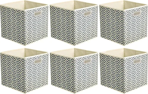 Vista 7 de Amazon Basics Contenedores organizadores de almacenamiento en forma de cubo plegables, paquete de 6, 10.5 x 10.5 x 11 pulgadas, negro