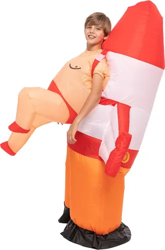 Vista 4 de Spooktacular Creations Disfraz inflable de Halloween para niños, disfraz inflable de cohete - niño