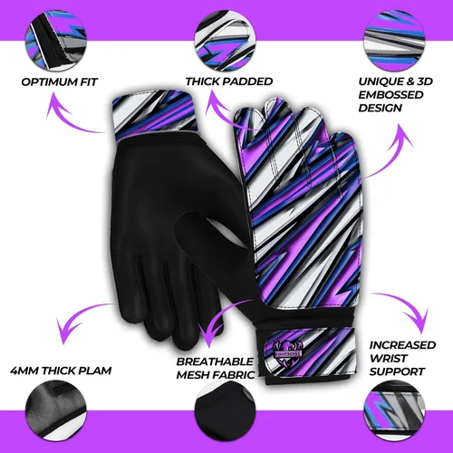 Vista 2 de FIGHTSENSE Guantes de portero de fútbol para niños y jóvenes, guantes de portero de fútbol, palma de látex de 4 mm, transpirable, antideslizante