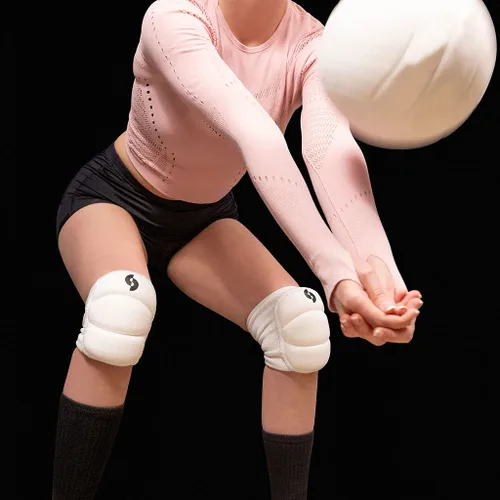Vista 5 de Rodilleras protectoras para voleibol blanco, amortiguadoras suaves para niñas o niños (junior, blanco)