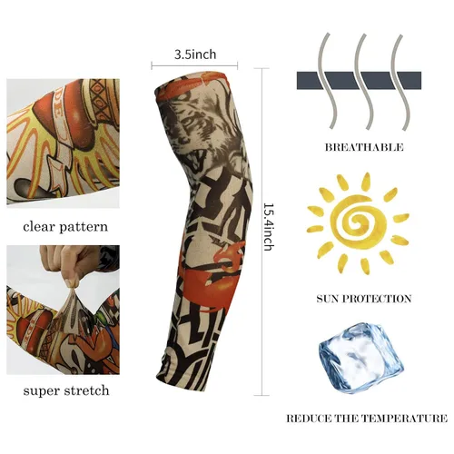 Vista 2 de Yariew, 6 Mangas de Tatúes Temporales, Conjunto de 6 Mangas de Tatúes de Arte Temporal, Falso, Despegable, Color 1, 1 Manga de tatuaje para mujer