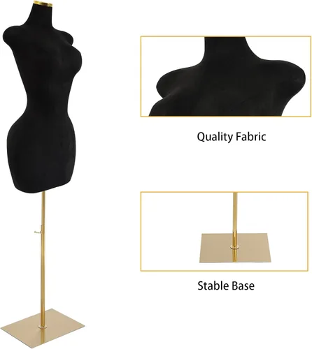 Vista 5 de Torso de maniquí femenino Forma de vestido de cuerpo ajustable Forma de vestido M-annequin para coser Altura ajustable de 59-83 pulgadas