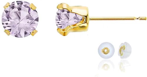 Vista 98 de Aretes de tuerca de plata de ley 925 chapados en oro de 14 quilates macizo, oro amarillo, blanco o rosa de 0.236 in Amatista