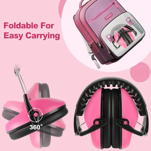 Vista 4 de Auriculares con cancelación de ruido para niños/niños pequeños Rosa rosado