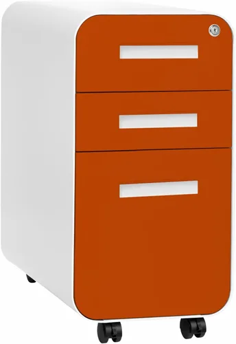 Vista 9 de Laura Davidson Furniture Stockpile Archivador móvil delgado de 3 cajones con cerradura - Archivador de metal para debajo del escritorio, carpetas