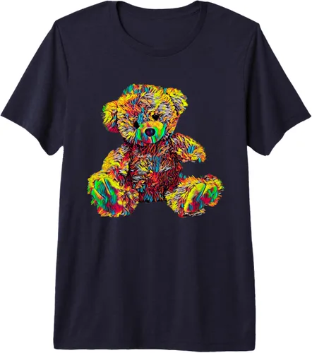 Vista 6 de Lindo oso de peluche de peluche camiseta premium, Negro