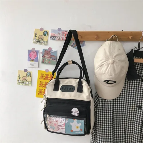 Vista 6 de Extolove Linda bolsa de mensajero, mochila kawaii, bolsa cruzada japonesa bolsa estética bolsa Ita bolsa con accesorios Kawaii
